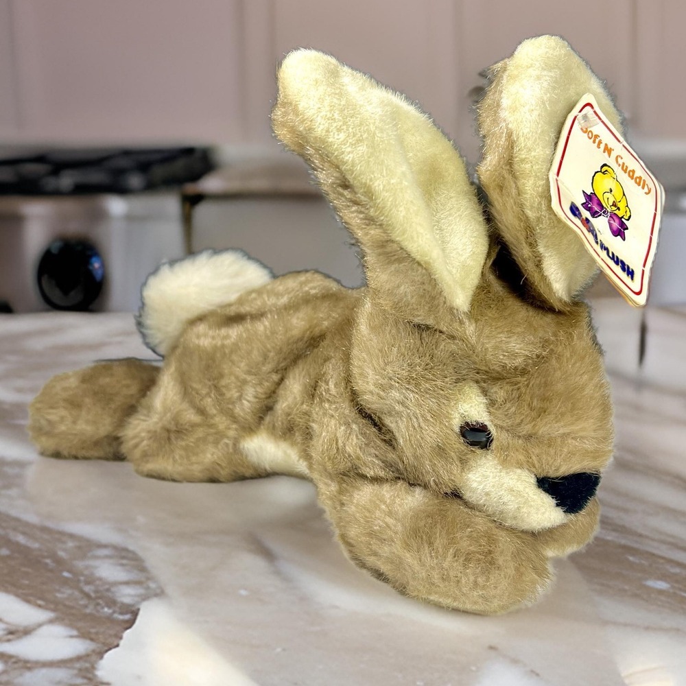 VINTAGE A&A Plush Bunny Rabbit Stuffed Realistic Soft N' Cuddly 11" Original Tag